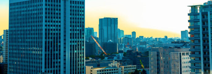 Poster - Skyscrapers in Minato, Tokyo Japan near sunset