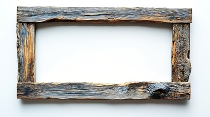 Aufkleber - Wooden picture frame Old rustic wooden frame isolated on white background : Generative AI