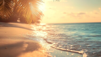Aufkleber - Blur tropical beach with bokeh sun light wave abstract background Copy space of outdoor summer vacation and travel adventure concept Vintage tone filter effect color styleSun and Beach : Generative AI