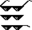 © hai - Pixel glasses. Retro funky spectacles for funny meme. 8bit pixel cool glasses icons