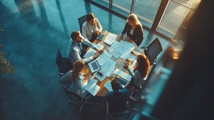 business people group meeting shot from top view in office profession businesswomen businessmen and 