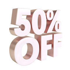 3D Render of 50 Percent Off in Rose Gold