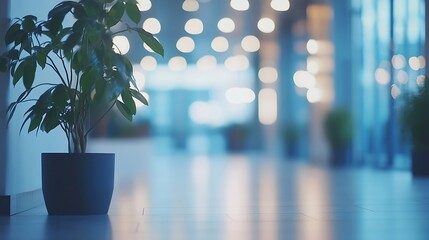 Leinwandbilder - Blurred empty open space office Abstract light bokeh at office interior background : Generative AI