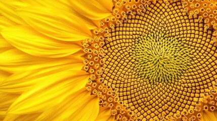 Poster - Sunflower Close Up  Golden Petals and Seeds