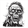 © Ajay - Zombie head isolated on white background. Hand drawn vector illustration.