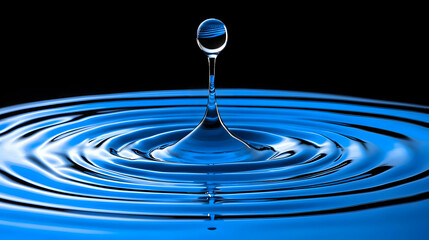 Wall Mural - Water Drop Ripples Abstract Blue Background