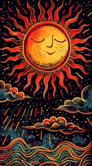 Sticker - heaven cloud and sunset illustration poster background