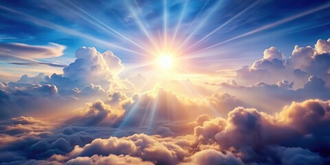 Wall Mural - heavenly scene with soft clouds, bright beam of light, and peaceful atmosphere, heaven, sky, clouds,
