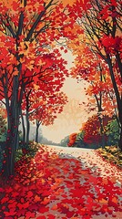 Wall Mural - Autumn maple leaves set pattern poster background