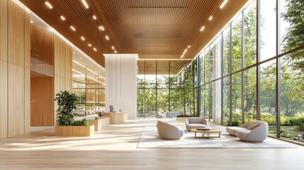 Sticker - Modern Lobby with Large Windows and Natural Light