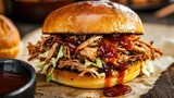 Delicious Pulled Pork Sandwich with Barbecue Sauce