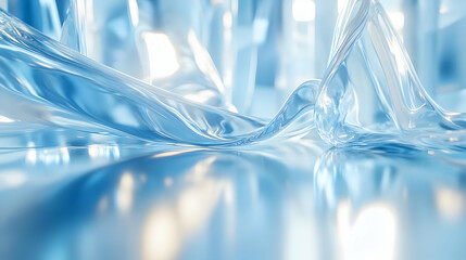 Abstract Blue Liquid Surface Shiny Texture Modern Design