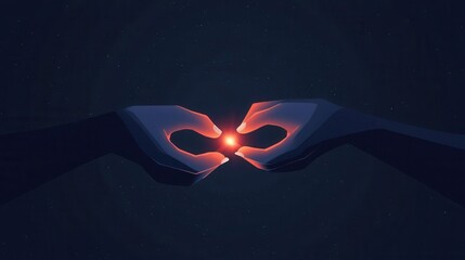 Hands holding a digital connection, strong interface, flat design illustration