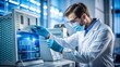 © Bounpaseuth - Scientist inserting samples into a high-tech DNA sequencing machine, biotech innovation