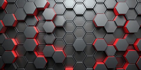 Modern abstract background with grey and red hexagons