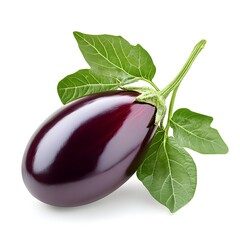 Wall Mural - Macro Eggplant Isolated on White Background