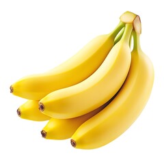 Wall Mural - Macro Bunch of Ripe Yellow Bananas Isolated on White Background