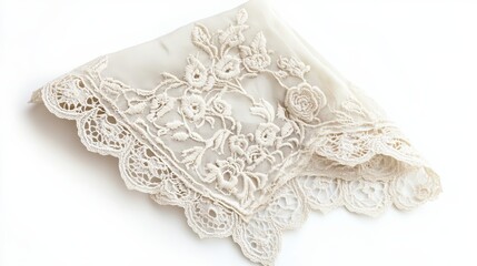 White Lace Fabric with Floral Embroidery