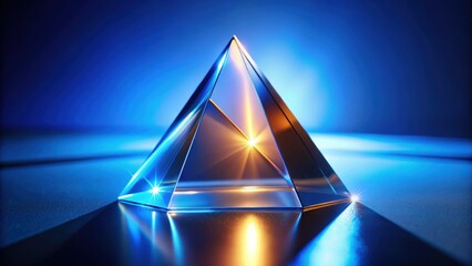 Wall Mural - Glass triangular object illuminated in warm and blue light, glass, triangular, object, illuminated, warm, blue, light, abstract