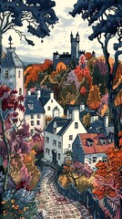 Wall Mural - Beautiful town illustration poster background