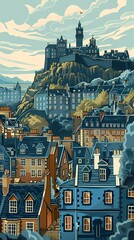 Wall Mural - Beautiful town illustration poster background