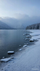 Wall Mural - canadian frost frozen lakeshores background art design backdrop