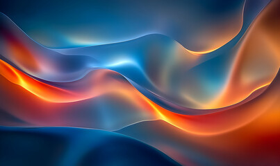 Abstract background with blue and orange glowing waves.