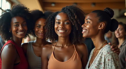 Sticker - A group of women are smiling and hugging each other