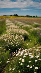 Sticker - wind gusting through fields of flowers background art design backdrop