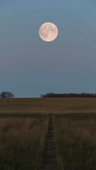 Canvas Print - moon shining brightly over open field background art design backdrop