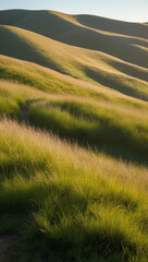 Wall Mural - warm breeze blowing through grassy hills background art design backdrop