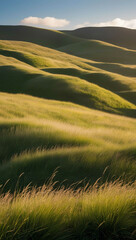 Wall Mural - warm breeze blowing through grassy hills background art design backdrop