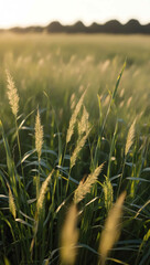 Wall Mural - warm breeze rustling through tall grass background art design backdrop