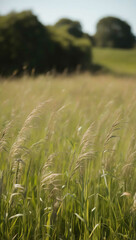 Wall Mural - warm breeze rustling through tall grass background art design backdrop