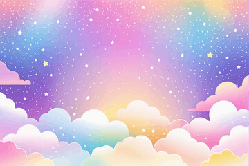 celestial cloudscape with starry sky and rainbow hues