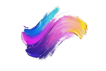 Vibrant paint stroke in a blend of blue, purple, and yellow, showcasing creativity and artistic flair for design projects.