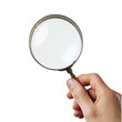 © Rainister - Close-up of a hand holding a magnifying glass, highlighting detail and precision. Ideal for search, investigation, and detective concepts.