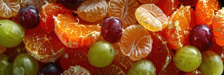 Canvas Print - Candied tangerine and white grape tanghulu with assorted dried fruits