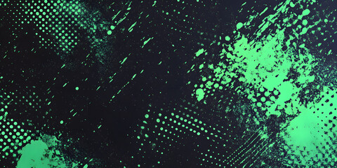 green spots, splashes and dotted paint marks on a black background. grunge texture of old background