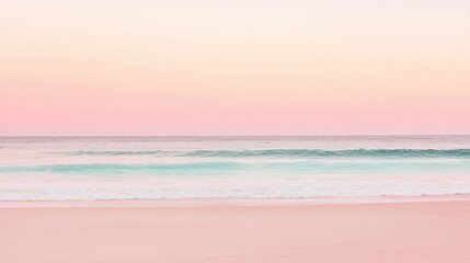 Poster - Pink Sky Ocean Beach Sunset Minimalist Background