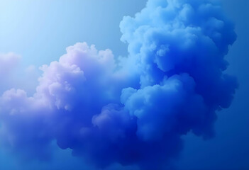 A blue abstract cloud formed against the sky. The clouds creating a dramatic and dynamic composition