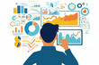 © Dragon42 - An illustration of an analyst deeply engaged in interpreting a complex array of data visualizations, depicting various graphs and charts to guide business decision-making processes.