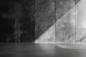 Wall Mural - Minimalist concrete wall and floor with a sunbeam.