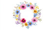 © Oranuch - A beautiful floral wreath featuring vibrant flowers and delicate leaves, perfect for celebrations and home decor.