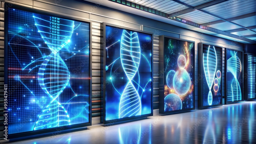 3D visualization of DNA structures on digital screens in a modern ...