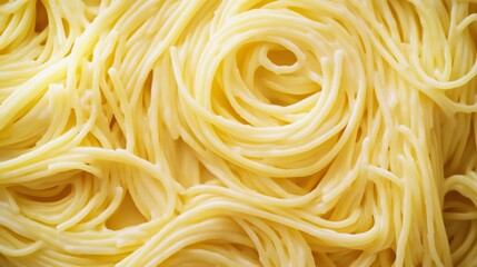 Wall Mural - Delicious Spaghetti Noodles in Creamy Sauce: Artistic Close-Up with Tempting Textures