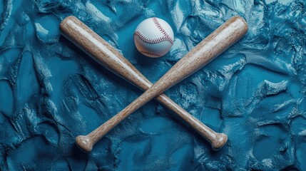 Baseball equipment on blue background