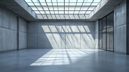 Wall Mural - Sunbeams Streaming Through a Glass Skylight in a Concrete Room