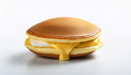 Wall Mural - Dorayaki with cheese sauce on white background isolated