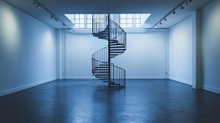 Sticker - Modern Interior with a Spiral Staircase and Skylight